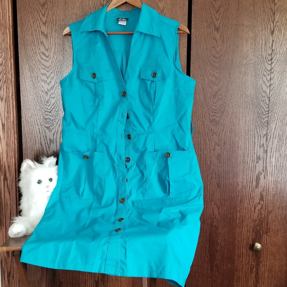 Dots teal shirt dress or tunic top